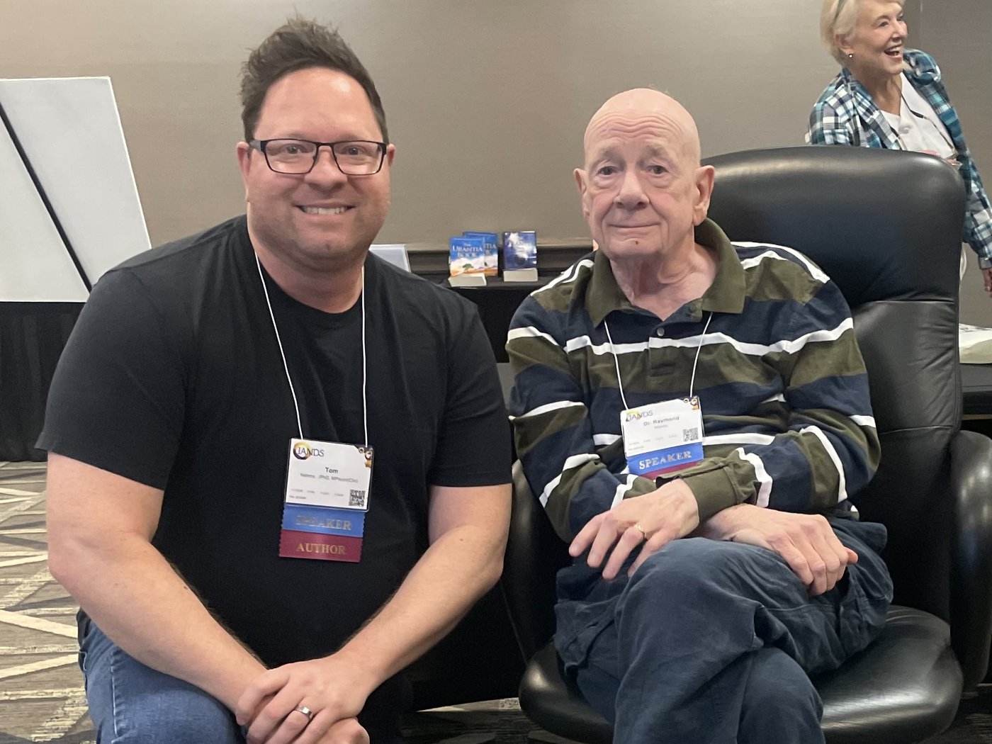 Tom Nehmy with Dr Raymond Moody, author of Life After Life, at IANDS 2025 in Chicago